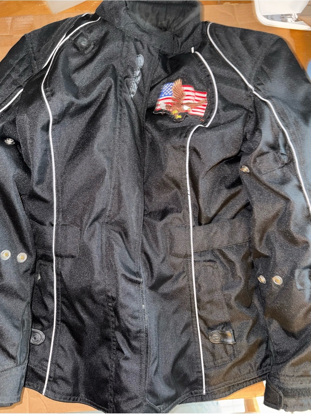 Star Motorcycles Black Nylon Heavy Duty Padded Motorcycle Jacket SZ L 12-14 A29